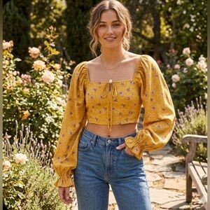 ALTAR’D STATE | Mustard Yellow Smocked Top